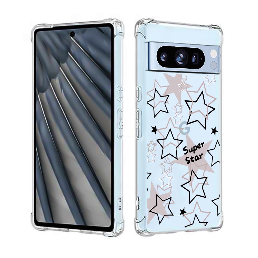 Průhledné TPU pouzdro Google Pixel 8 proti pádu s roztomilým designem koček a psů