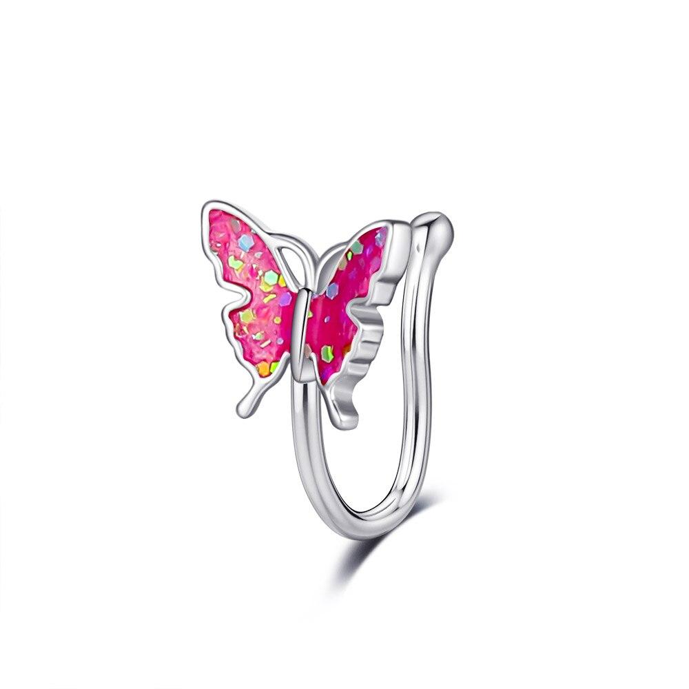 1pc U-shaped Butterfly Fake Nose Ring Hoop Septum Rings Stainless Steel Nose Piercing Nariz Ombligo Clip On Nose Non-Pierced
