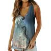 Top Casual da Donna da Indossare con Leggings Canotta Estiva Stampata con Scollo a V Senza Maniche da Donna