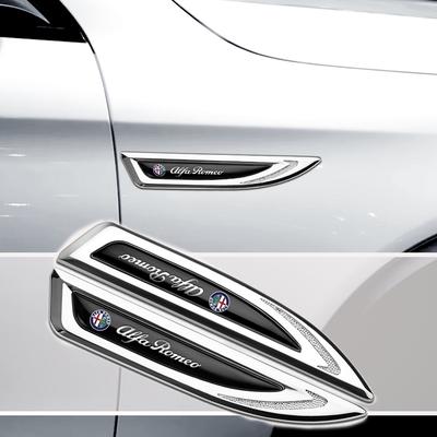 2pcs 3D Metal Badges Decal Stickers Side Wing Knife Emblem Car Stickers For Giulietta GT 159 147 156 Giulia Stelvio