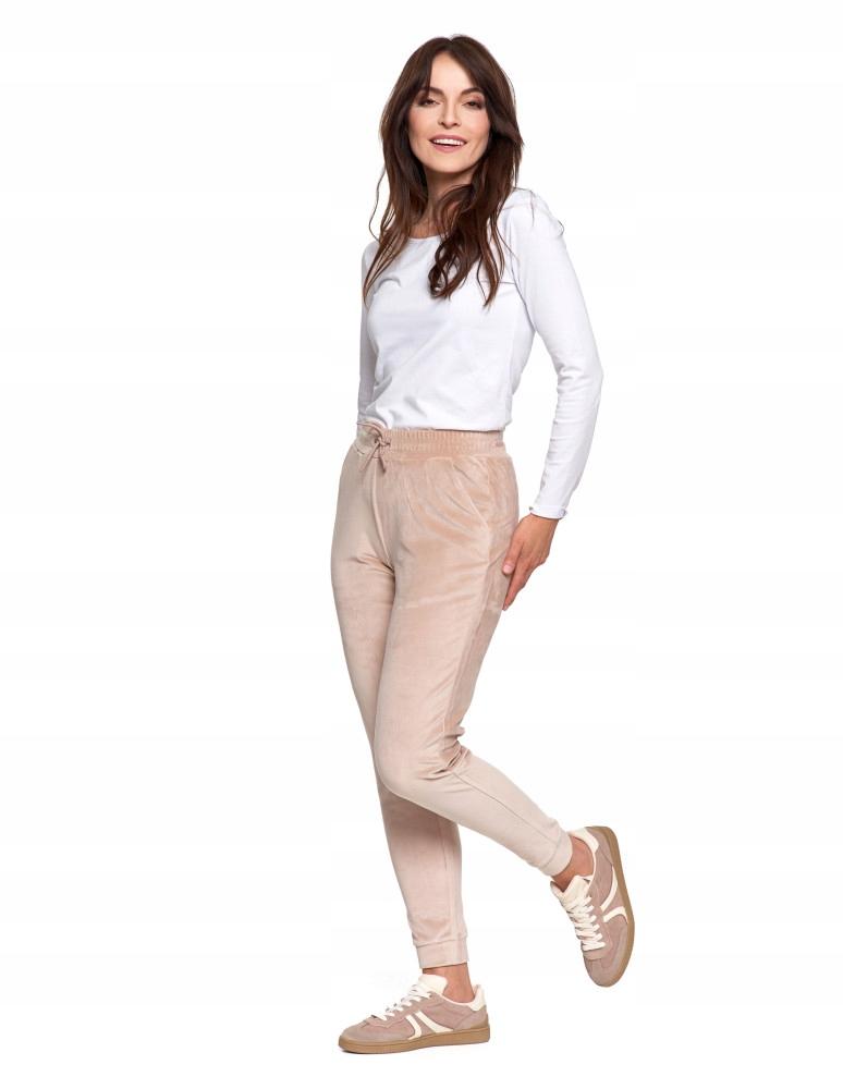 Women's Velvet High Waisted Soft Sweatpants MORAJ M BEIGE
