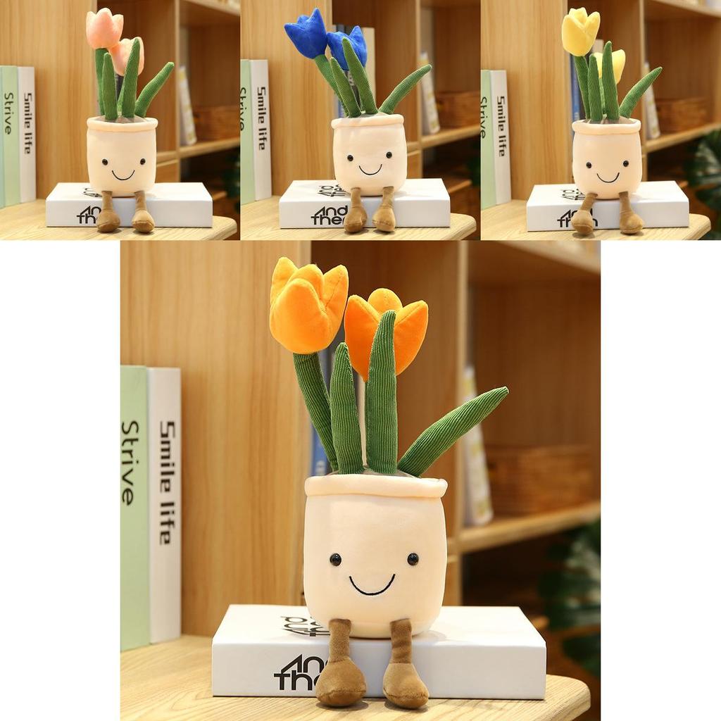 Plush Succulent Plant Series Tulip Plush Toy With Cartoon Design For Living Room Decor