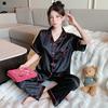 Light Luxury High-End Love Jacquard Ice Silk Pajamas Women'S Spring And Summer Casual Ins Loungewear Short-Sleeved Set