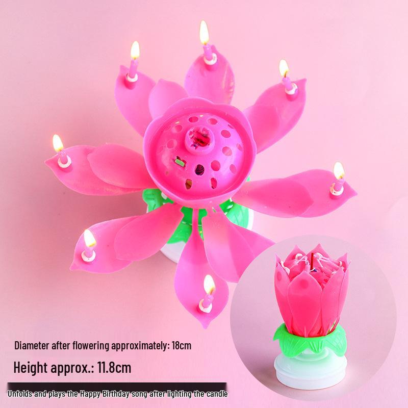 Rotating Singing Lotus Candle - Creative Retro Cake Decoration