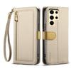 ESEBLE E11 For Samsung Galaxy S23 Ultra Case Zipper Pocket Litchi Texture Leather Phone Cover with Mirror and Wrist Strap