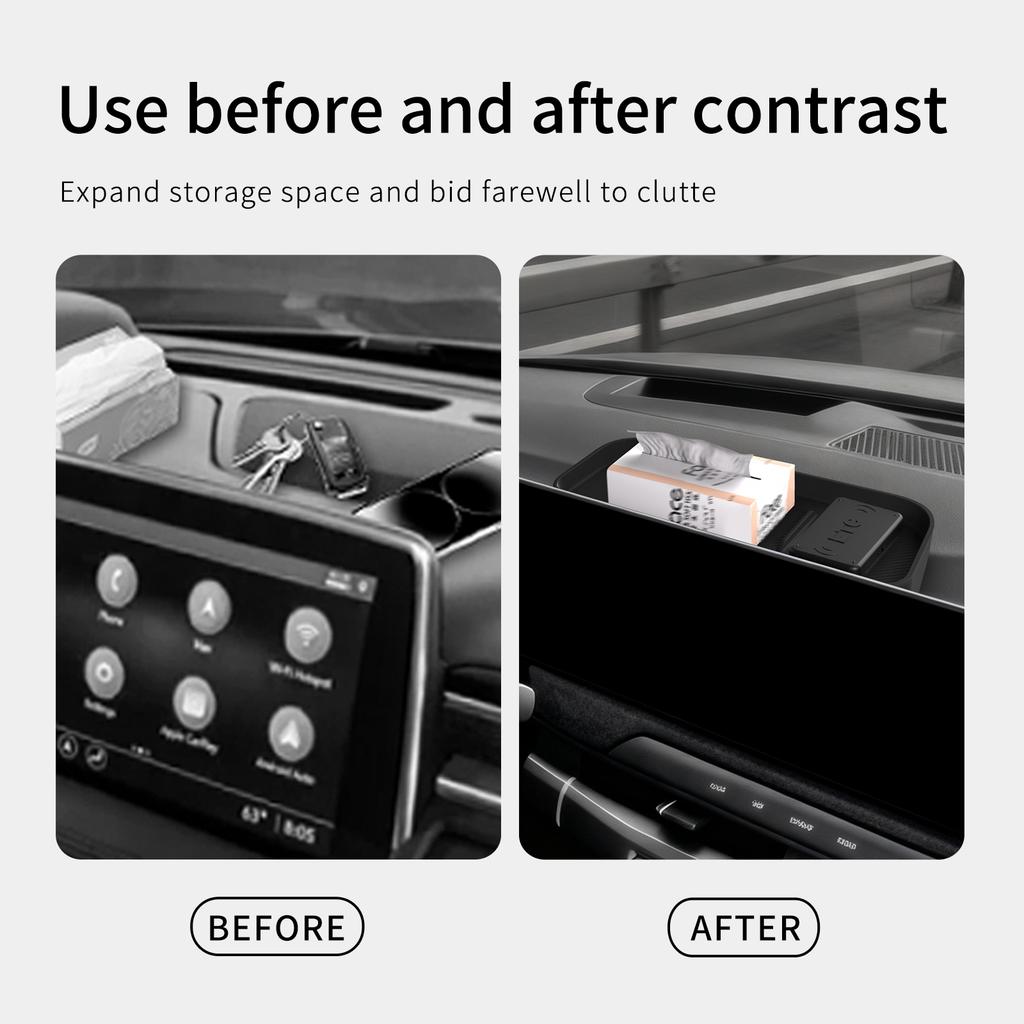 for KIA EV3 2025 2025 Dashboard Tray Organizer Display Screen Rear Storage Box Silicone Car Interior Accessories Black
