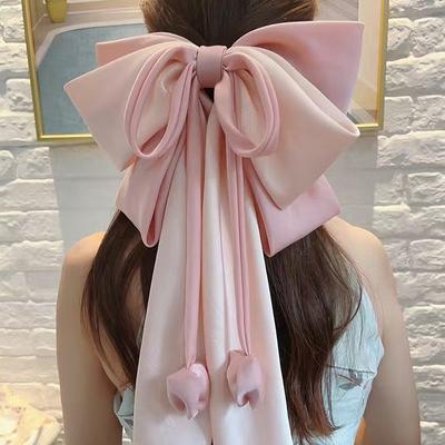 Extra große Haarspange mit Schleife für Frauen und Mädchen, hochwertige Haar-Accessoires, elegante lange Schleife, Federspange, Geschenke