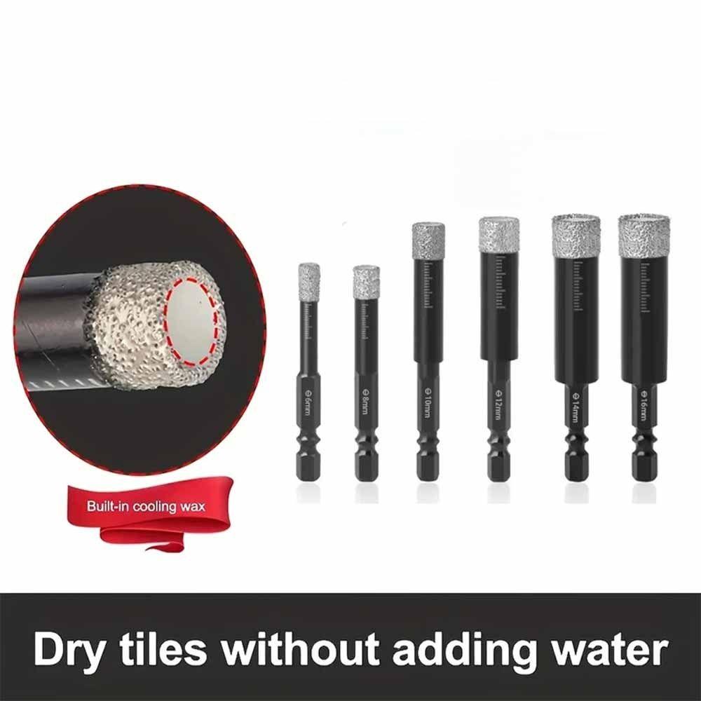 6Pcs 6-16mm Tile Hole Opener Hex Shank Tile Drill Bit  Tile Drilling