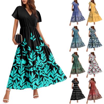 Vestidos fluidos para mujer Vestidos de verano para mujer Vestidos largos casuales de manga corta Vestidos largos formales