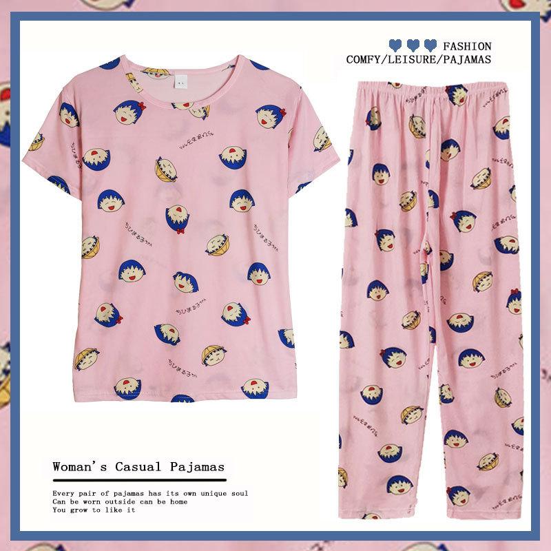[Yellow Rabbit] Factory Various Short-sleeved Trousers Pajamas Women's Summer Cartoon Cute Spring and Autumn Thin Suit Loungewear