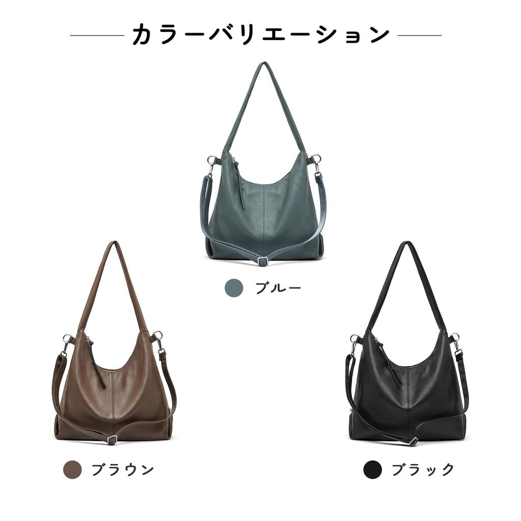 MFFOR Women's Genuine Leather Shoulder Bag, 2-Way, Crossbody Bag, Large Capacity, Soft, Lightweight, ShoulderCrossbody, Casual, Commuting, Simple,