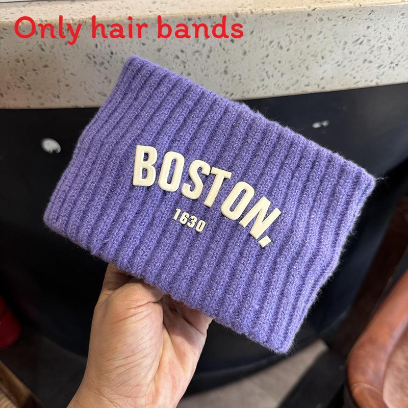 

Winter Sports Knit Headband With Letter Embroidery For Men And Women Purple