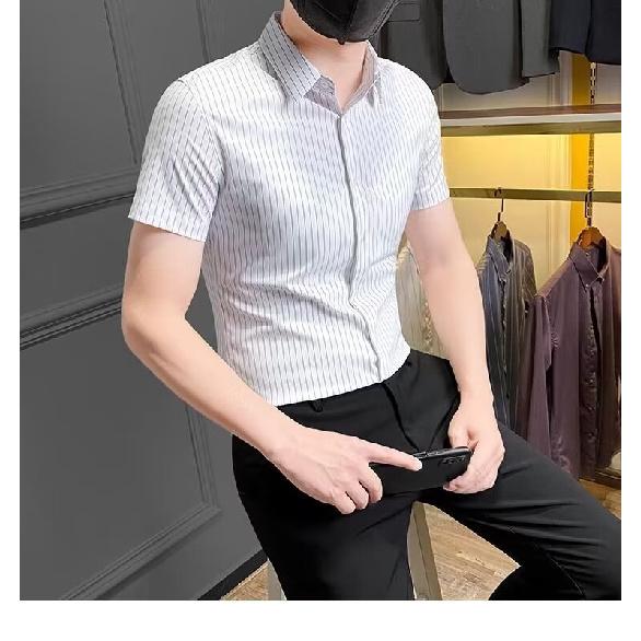 2024 Lässiges kariertes Revershemd für Männer mittleren Alters und junge Männer, Business-Casual-Modejacke für Männer