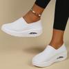 Fashion Spring White Casual Shoes Air Cushion Platform Sports Shoes Women Breathable Sneakers Thick Sole Slip On Knitting Walking Shoes