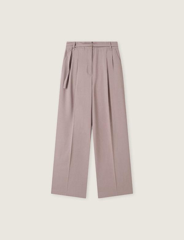 ROEM Belted Double-Pleated Wide Slacks Rmtwg24R13