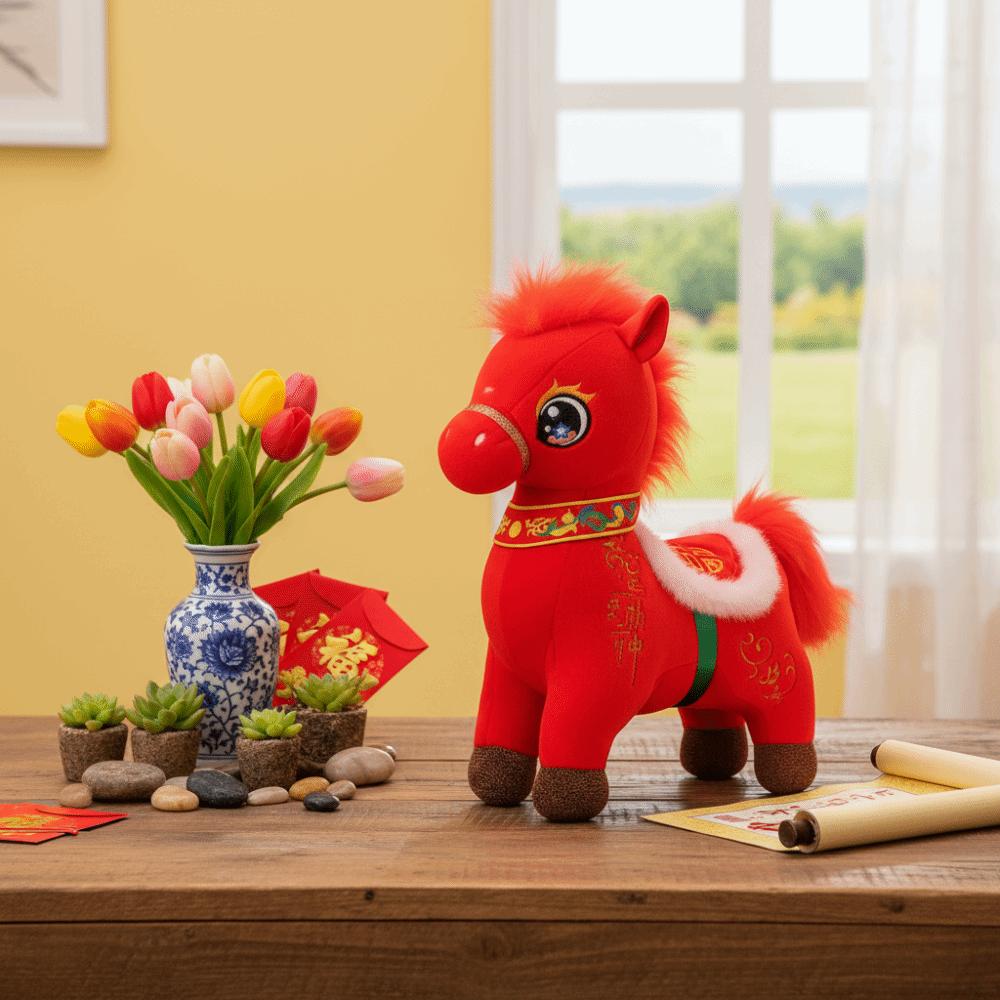 Kawaii Cartoon Steed Doll Fluffy Stuffed Animal Toys Funny Plush Horse Doll  Birthday Gift
