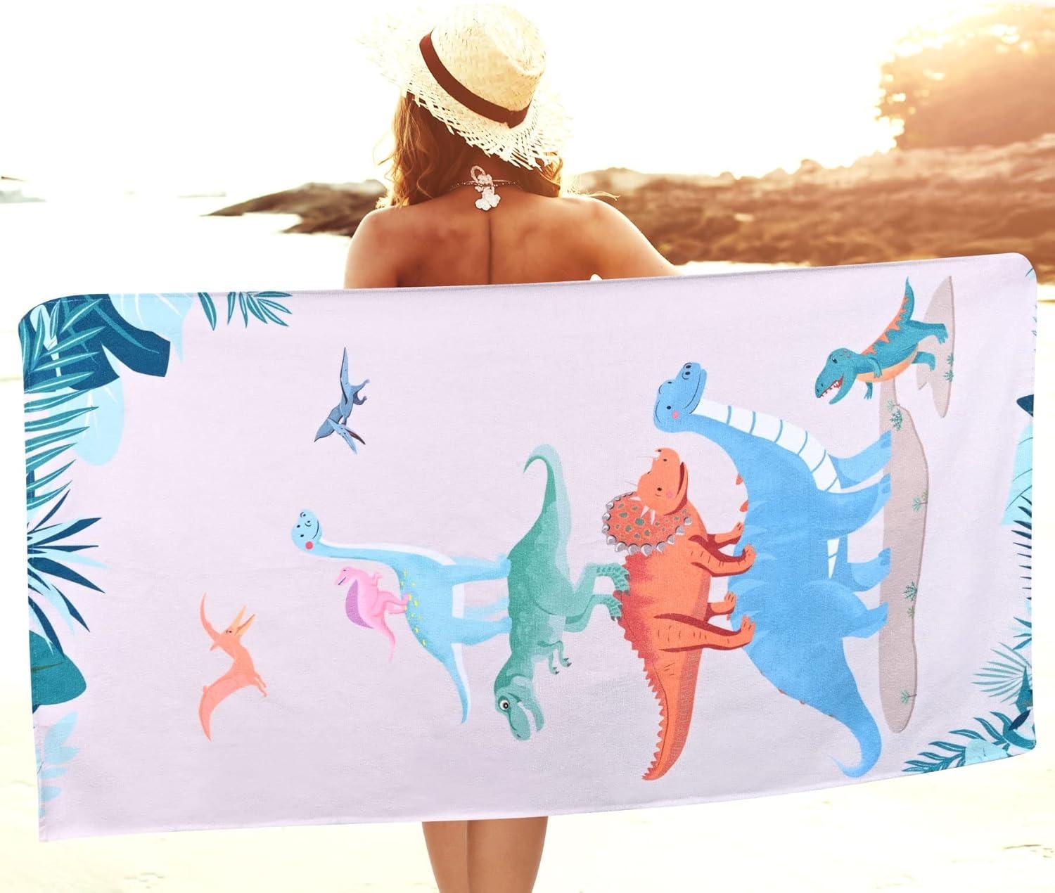 

1PC Cute Dinosaurs Beach Towel for family friends Gift Towel Quick-Dry Towel For Bath Yoga Tourism Beach GYM Camping Swimming W40*H60(CM)