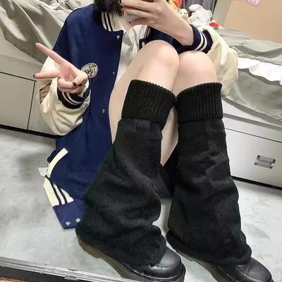 1Pair Cute Lolita Warmer Flared Socks Autumn Winter Calf Gaiter Stylish Leg Warmers Cartoon Solid Color Long Tube Leg Warmer