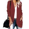 2025 Autumn Solid Color Ribbed Brushed Patchwork Long Sleeve Cardigan Jacket