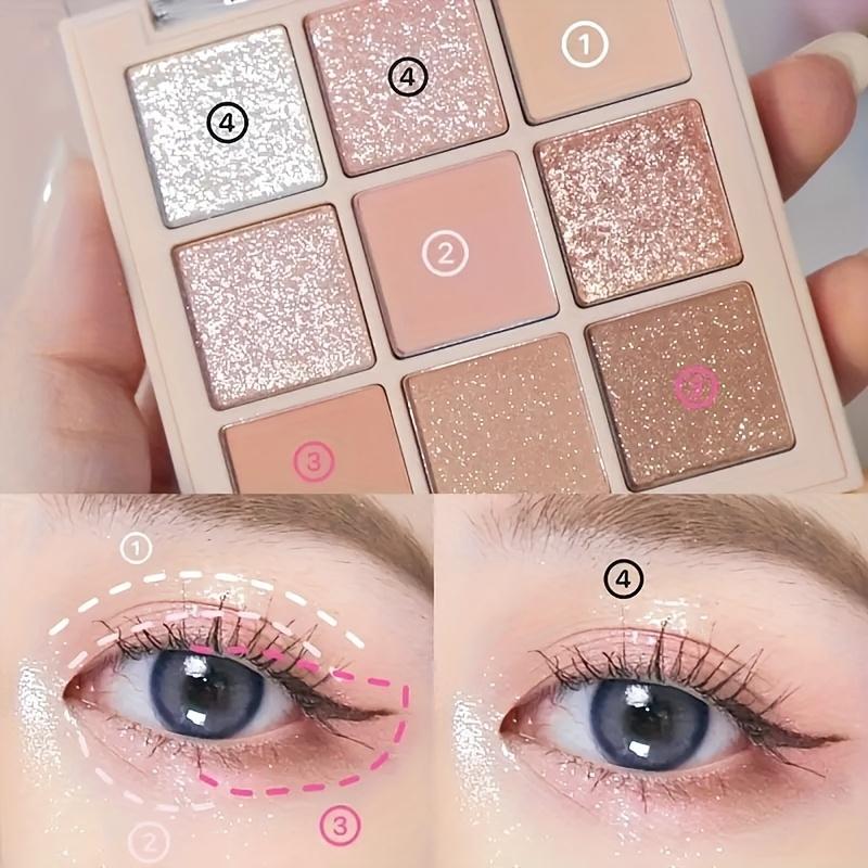 Palette a Rotolo Occhi Ombretto Fiore di Ciliegio, Tonalità Lucide a Lunga Tenuta, Ombre da Rosa Pastello a Marrone, Effetto Scintillante, Ombretto con Finitura Opaca