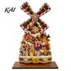 Holiday Seasonal Room Decor Christmas Windmill Wooden Ornament, Decorative Craft with Rotating Ornament Blades, Handmade Figurine for Home Tabletop