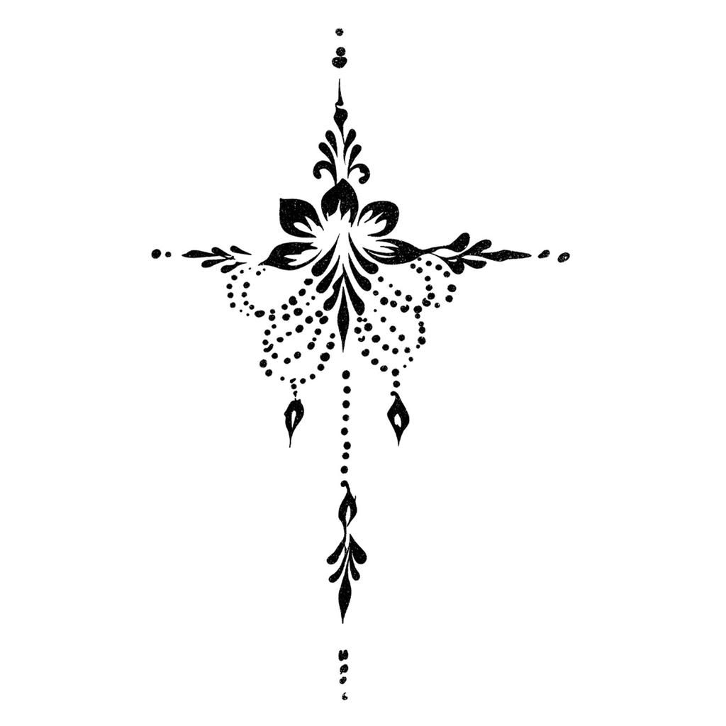 Sticker Tatuaggio Adesivo Lunga Striscia Totem Linea Dita Multi-Immagine Fiore Semplice Liscio Sole Luna Stella Schiena Vita Colonna Vertebrale