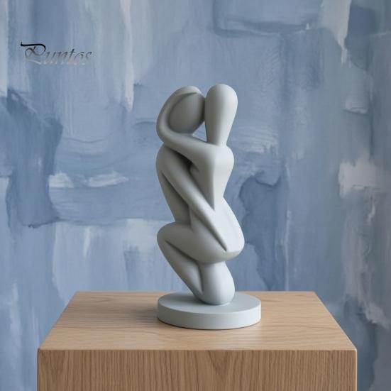 Balanced Weight Ornament 3D Printed Hugging Couple Sculpture, Abstract Embrace Figurine with Smooth Curves, Minimalist Statue Stain Resistant Material