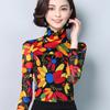 Spring and Autumn New Mesh Top Turtleneck Bottom Shirt Women's Thin Large Size Yarn Slim Versatile Long Sleeve T-Shirt