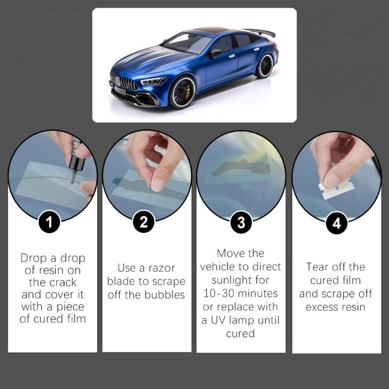 Windshield Crack Repair Kit Professional 0.05mm Tool Restores Structural Integrity Includes Cleaning Fluid And UV Shield