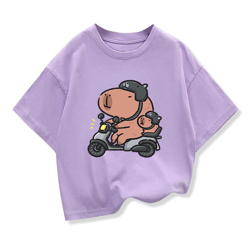 Summer Cute Design Capybara Tshirt Kids Girl TShirt Capibara Cartoons Clothes Capybaras Baby Boys T Shirt Casual Top Clothes