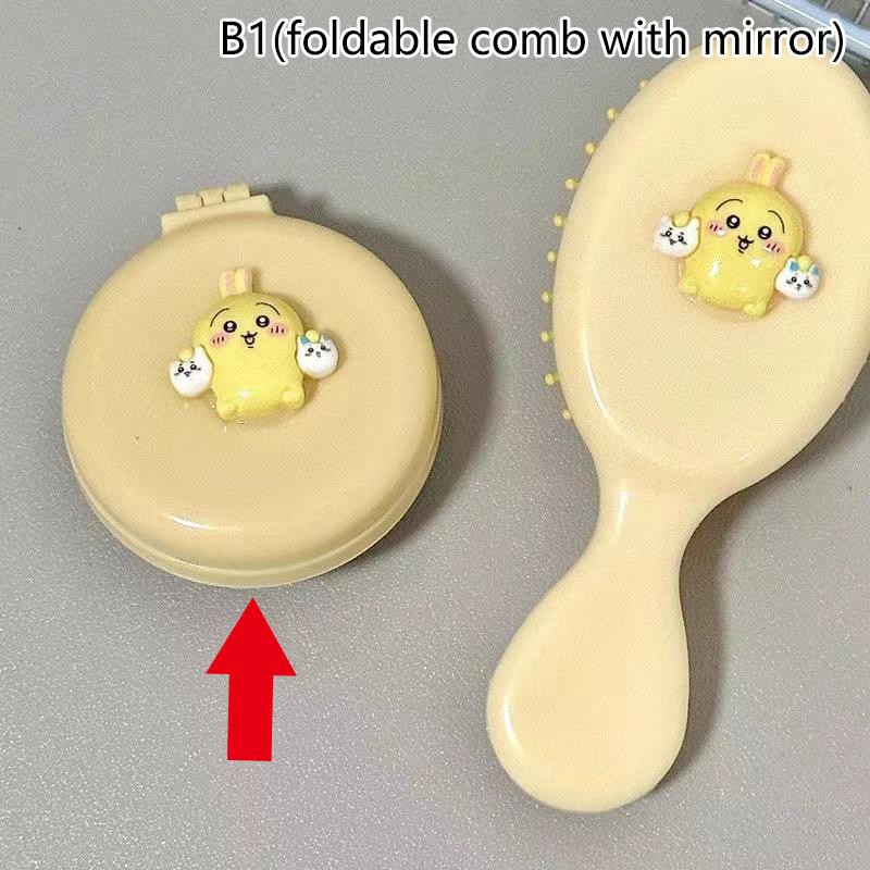 Portable Chiikawa Comb Cartoon Folding Airbag Comb Air Cushion Massage Hairdressing Comb Small Travel Mirror Comb Hair Tool Gift