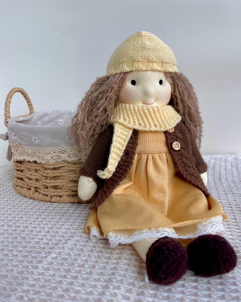 BlissfulPixie Waldorf Doll Waldorf Doll Handmade Doll - Amelia 30cm Soft Girl Cute Stuffed Toy Perfect Doll for Kids