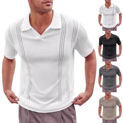 Men's Casual Short Sleeve Tops Men's Summer Short Sleeve V Neck Breathable Knitwear