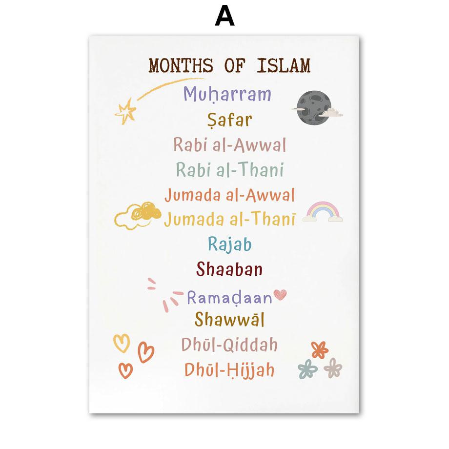 

Islam Muslim Prophets Arabic Alphabet Allah Quran Personalization Children Nursery Wall Art Painting Poster Baby Kids Room Decor 21cm×30cm NoFrame
