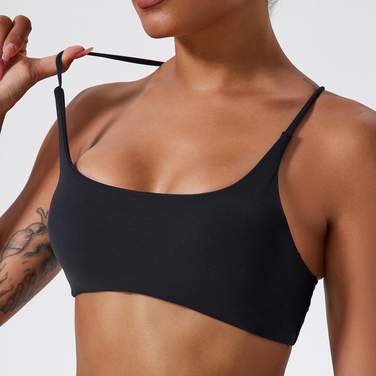 

European-American Quick-Dry Criss-Cross Back Nude Sports Bra M