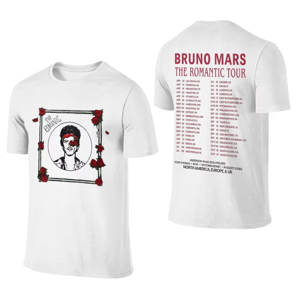 Men Women Bruno Mars The Romantic Tour 2026 Shirts Outfits Fashion Cotton Printed Oversized Unisex T Shirt Tee Clothing Summer