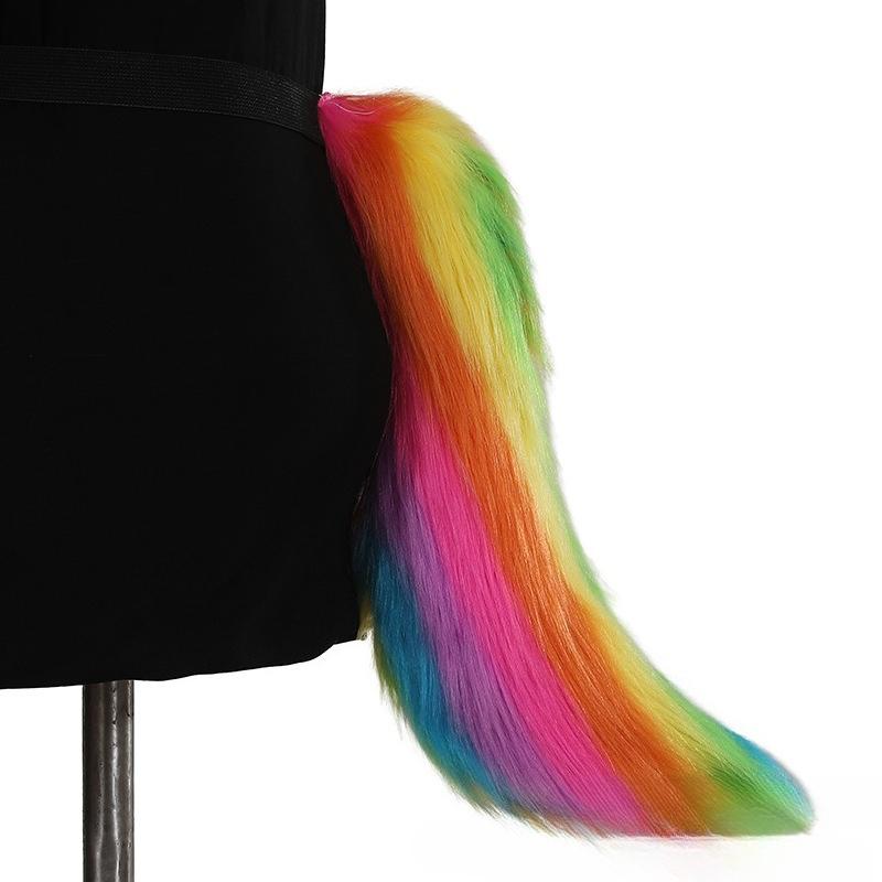 Sztuczne Futerka Ogon Zwierzęcy Lisy Koty Pies Ogon Wilka Halloween Kostium Cosplay Akcesoria Imprezowe Regulowany Futrzany Ogon Kota Lisa