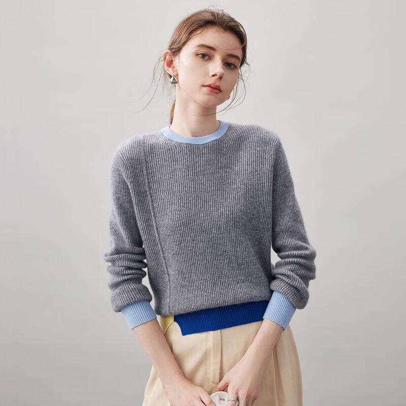 Kemengboka Women's 2025 Autumn/Winter Color Block Cashmere Sweater