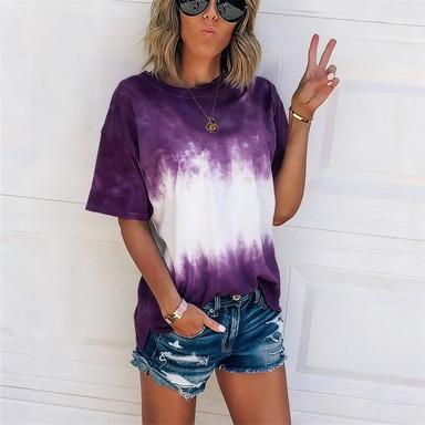 Choose From 6 Colours! Summer Energy Gradient T-shirt, Fun Tie-dye Design, Loose Casual Streetwear Top