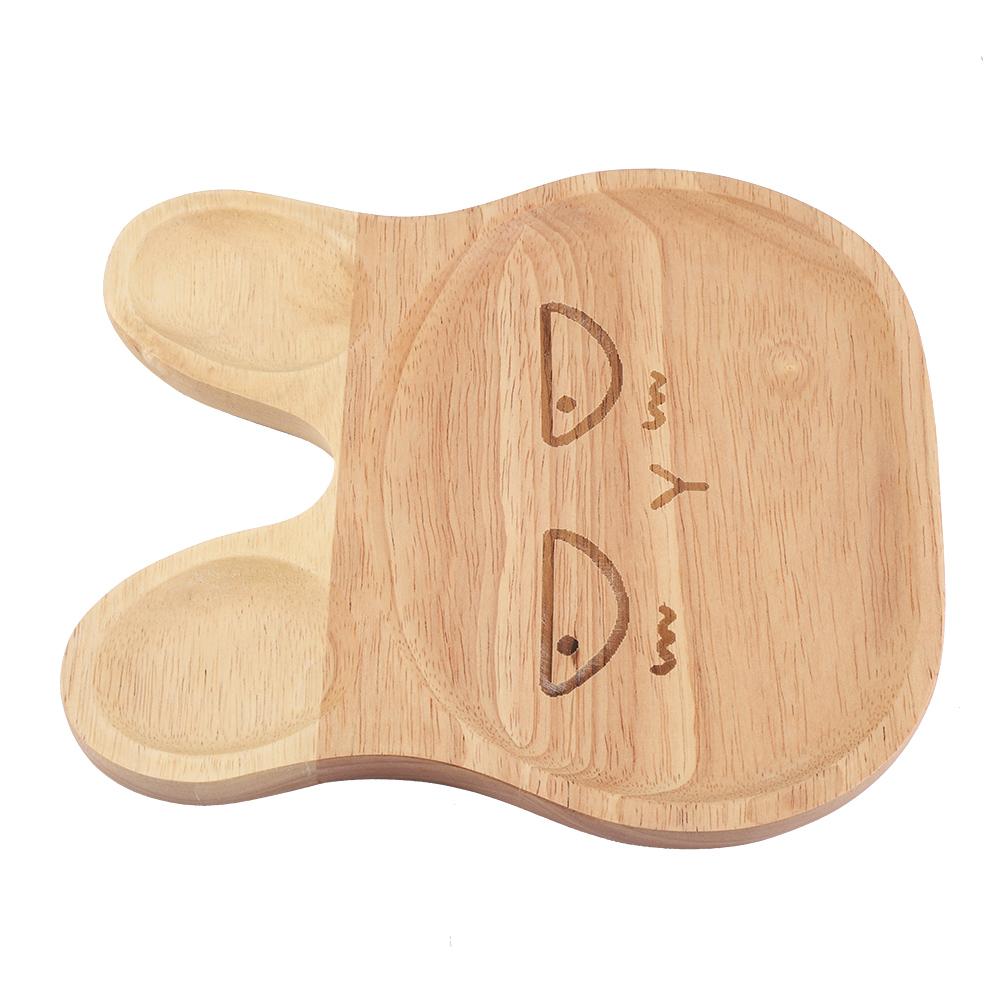 Holzteller Kind Dessert Snacks Serviertablett Entzückendes Kaninchen Holzschale Geschirr für Kinder #2