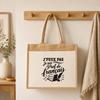 Sac Cabas Jute avec Poche J’peux pas je suis Prof de français J'peux pas minimaliste | Toile de Jute et Coton 21 L Fond Plat Anses