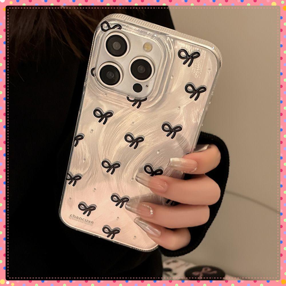 Luxury Laser Silver Bow Knot Case for iPhone 17 Air 16 15 14 13 12 11 Pro Max Plus 16E 7 8 SE2 X XS XR Shockproof Bumper Fundas