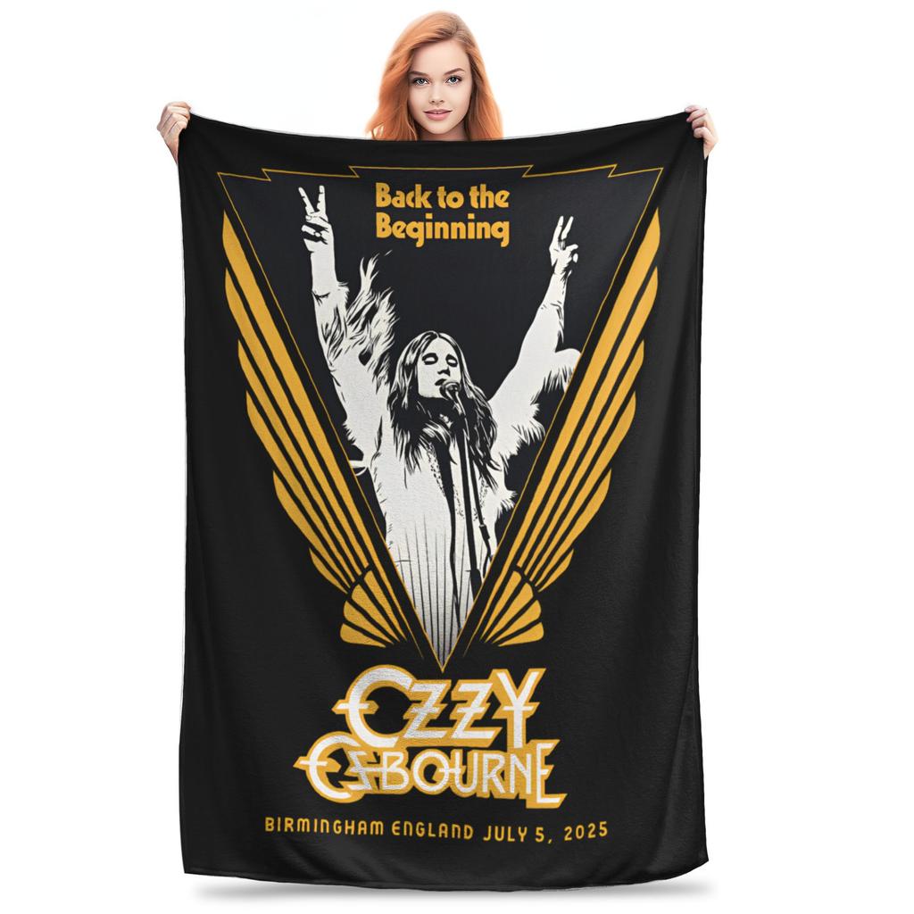 Black Sabbath Ozzy Osbourne Deka Back To The Beginning Tour Teplá plyšová přehozová deka Pro domácí dekoraci Cestování Kancelář Flanelová