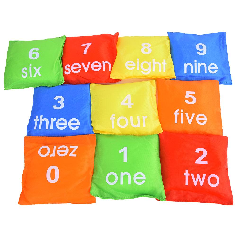 10 Pcs Kids Children Early Education Numbers Toy Bag Colors Sandbag Throwing Sports Game Prop