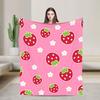 Pink Strawberry Blanket Warm Soft Funny Plush Throw Blanket For Couch Bed Decorative Flannel Bedspread Bed Cover