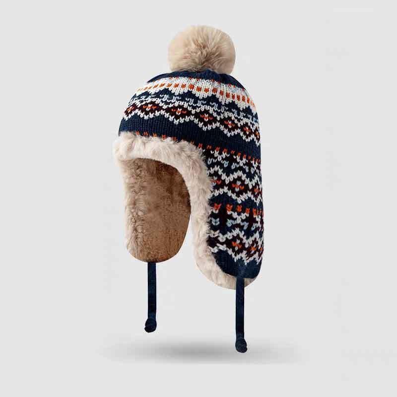 Traditional Style Knitted Hat For Women With Ear Protection And Neck Guard For Winter Cold Weather
