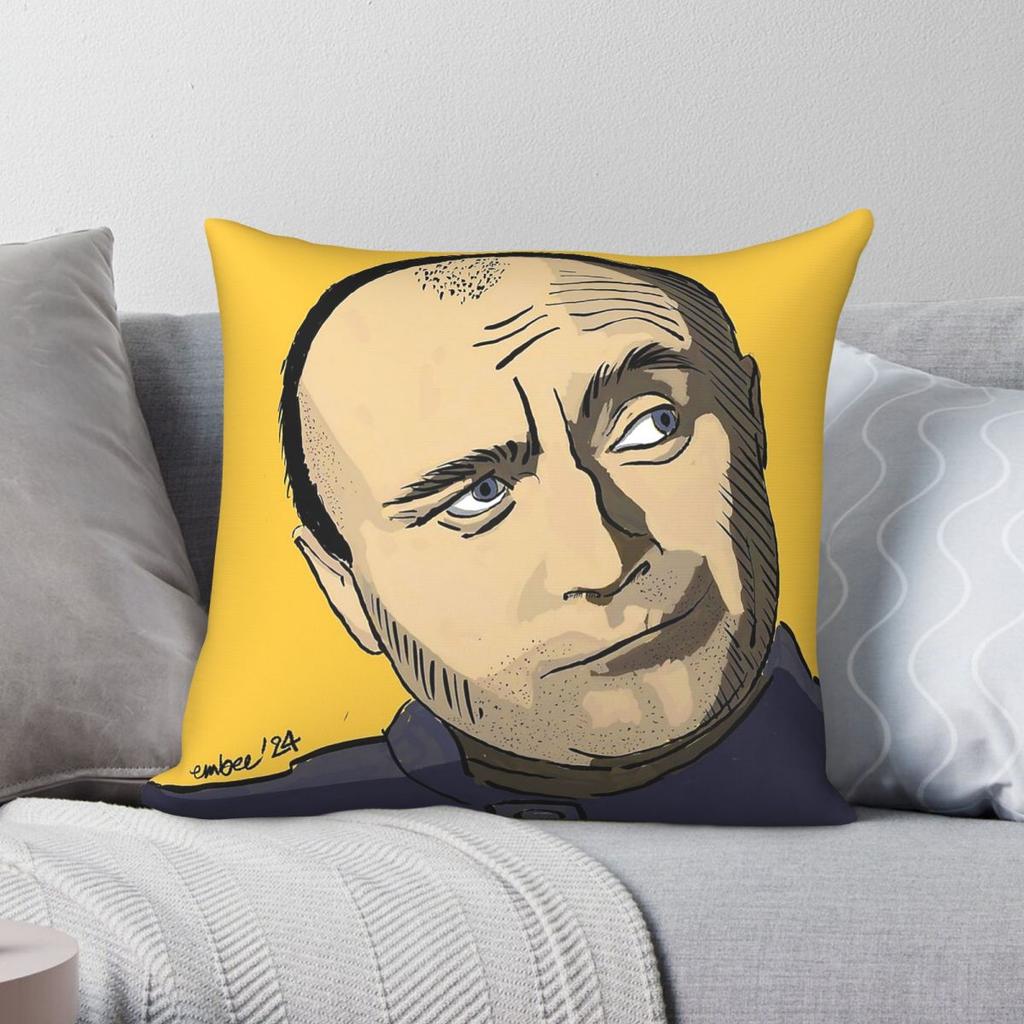 Phil Collins Drummer Pillowcase Polyester Linen Velvet Printed Zip Decorative Bed Cushion Cover