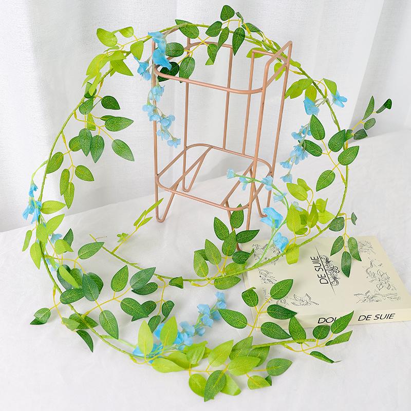 1.9M Artificial Wisteria Flowers Garland Vine Silk Hanging Flower for Home Garden Outdoor Ceremony Wedding Arch Floral Decor