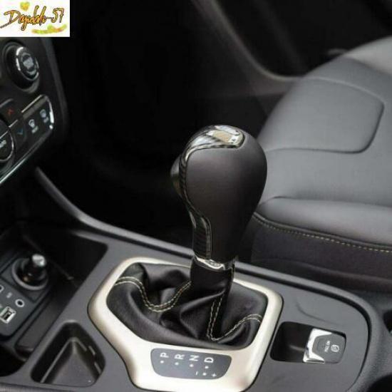 For 2014- Jeep Cherokee ABS Carbon Fiber Interior Gear Shift Knob Cover New