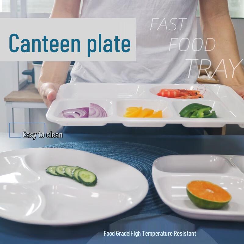 Huibang White Melamine Divided Meal Tray
